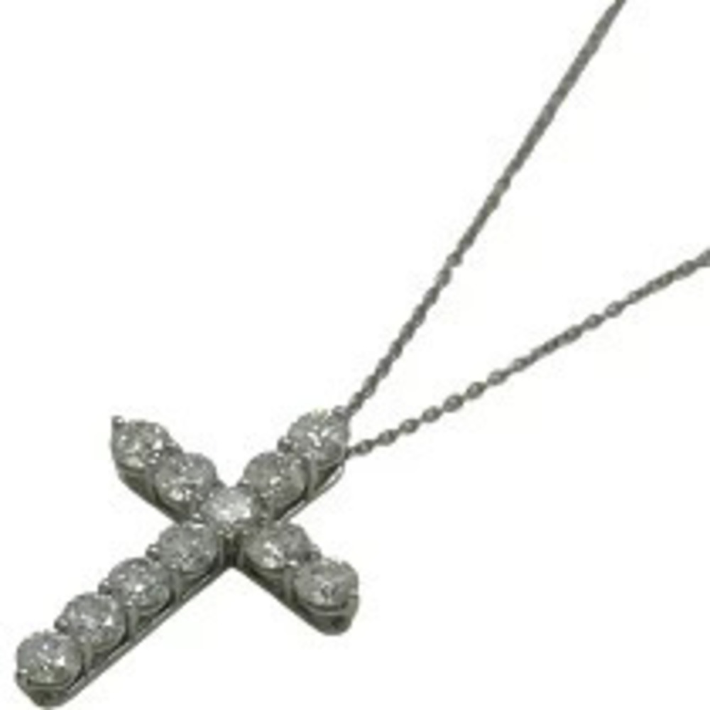Tiffany Co Victoria Diamond Cross Pendant Necklace Sterling Silver
